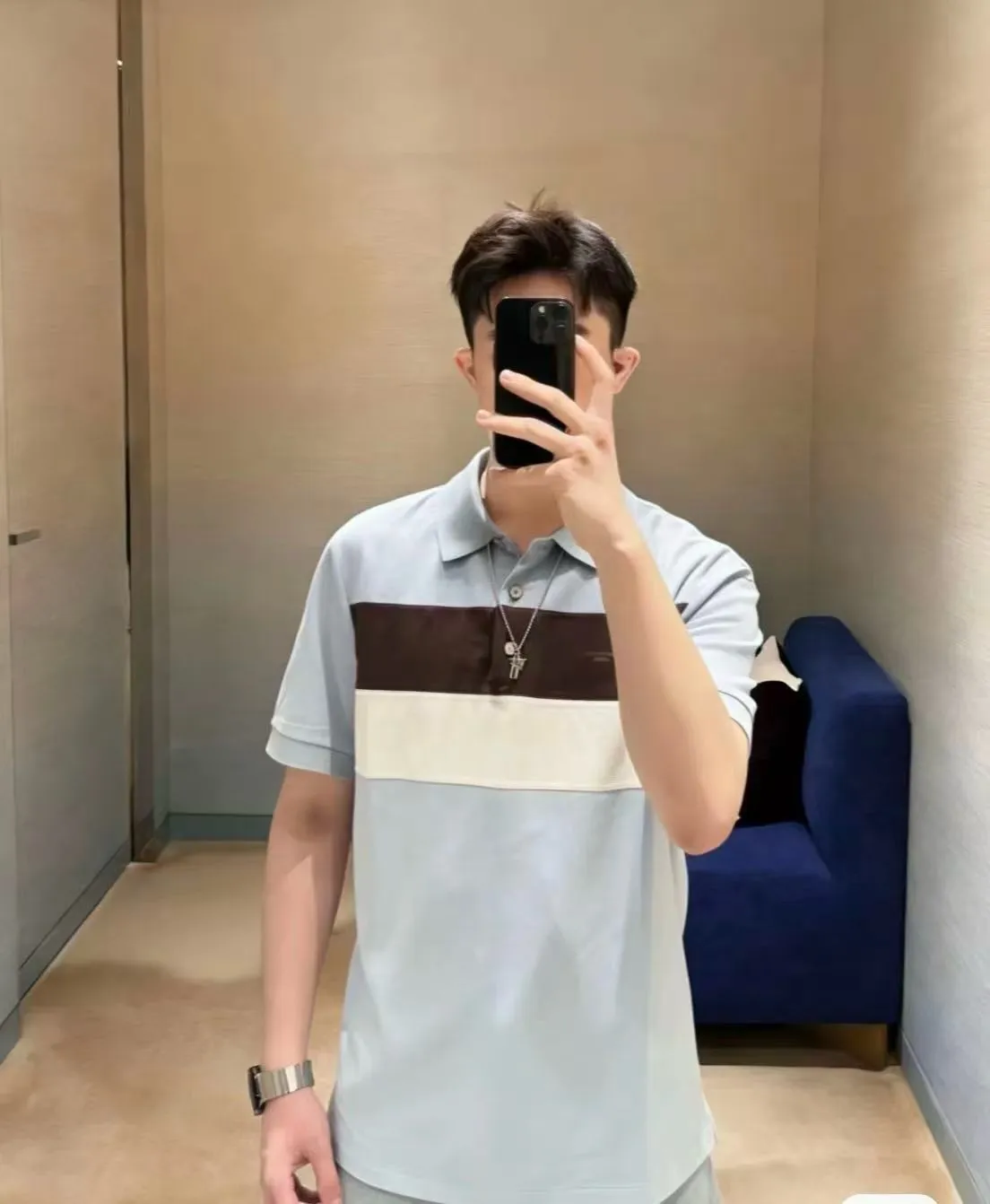 Louis Vuitton/Louis Vuitton 26ss contrast striped Polo short sleeves